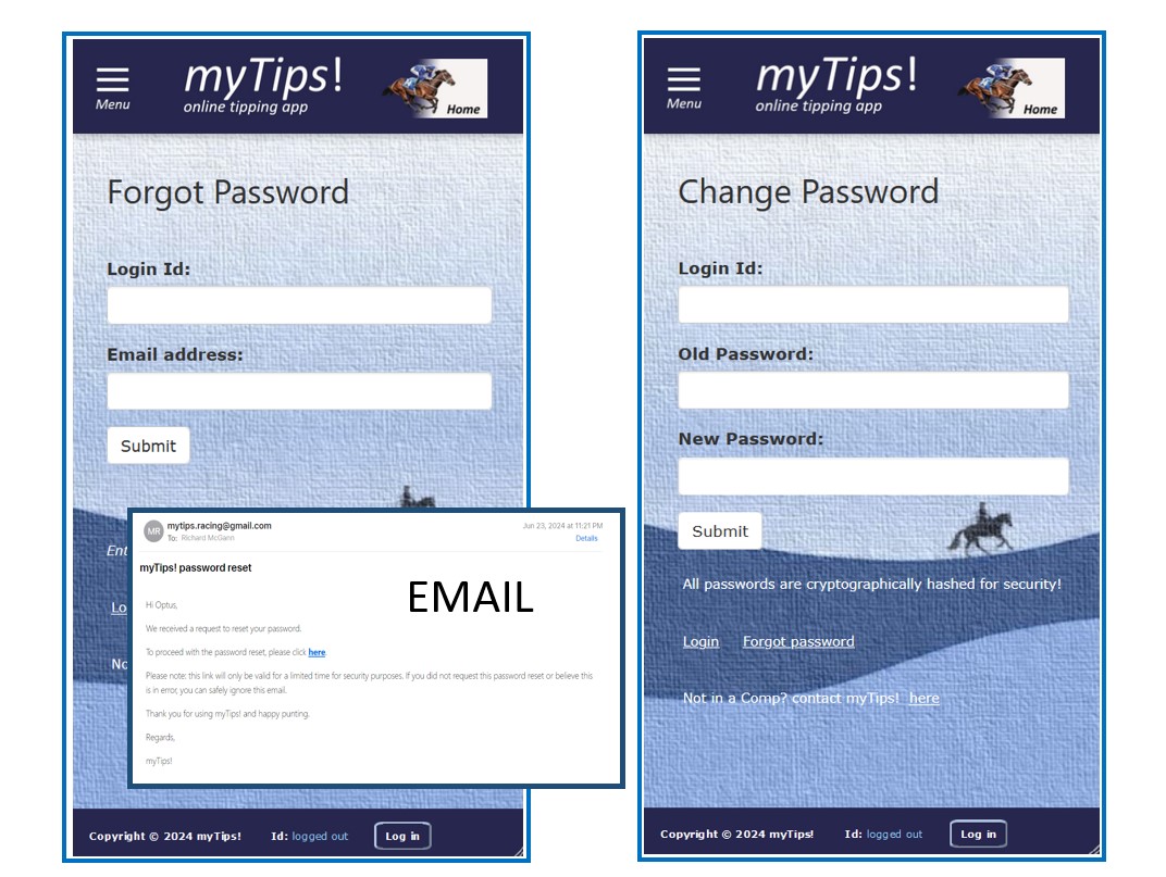 myTips Change and Forgot Password